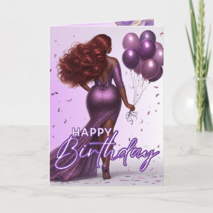 Afro-Amerikaanse voluptueuze vrouw paarse glamour Kaart