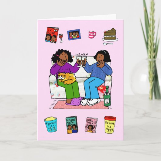 Afro-Amerikaanse Vriendinnen Verjaardags Fun Night Kaart (Voorkant)