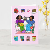 Afro-Amerikaanse Vriendinnen Verjaardags Fun Night Kaart (Gele Bloem)