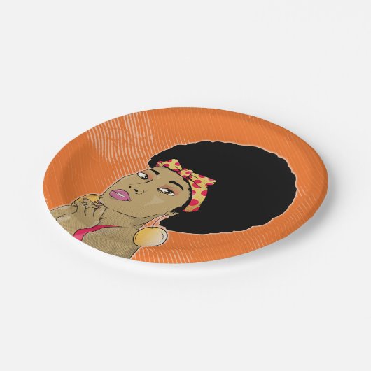Afro-Amerikaanse vrouw 70's Disco Papieren Bordje (Gekanteld)