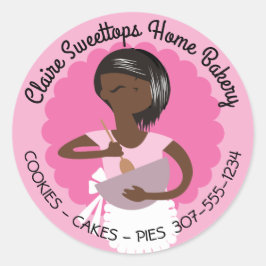 Afro-Amerikaanse vrouw bakkerij uit de keuken van Ronde Sticker