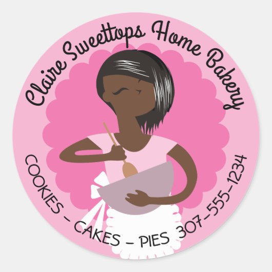 Afro-Amerikaanse vrouw bakkerij uit de keuken van Ronde Sticker (Voorkant)