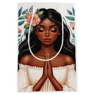 Afro-Amerikaanse vrouw biddend Medium Cadeauzakje