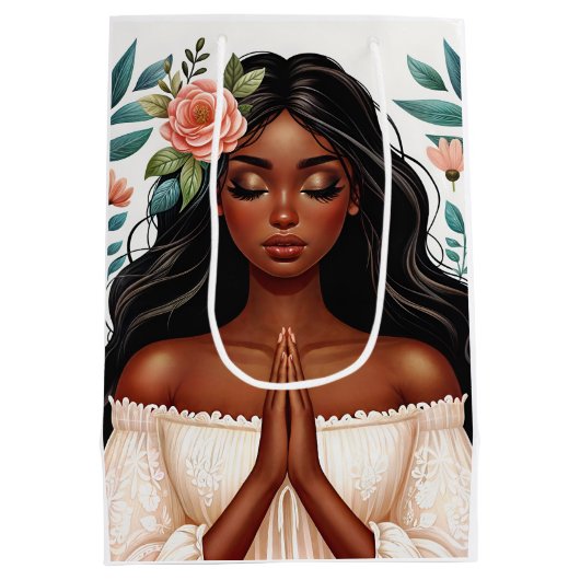 Afro-Amerikaanse vrouw biddend Medium Cadeauzakje (Achterkant)