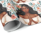 Afro-Amerikaanse vrouw biddende floraal Cadeaupapier (Rol Hoek)