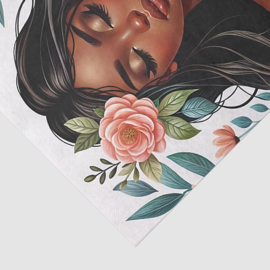 Afro-Amerikaanse vrouw biddende floraal Tissuepapier (Detail)