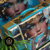 Afro-Amerikaanse vrouw blauwe cocktail decoupage Tissuepapier