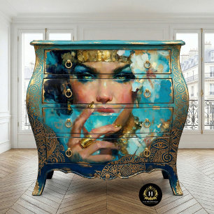 Afro-Amerikaanse vrouw Blue Cocktail Decoupage Tissuepapier