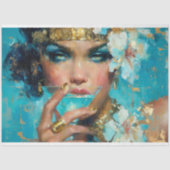 Afro-Amerikaanse vrouw Blue Cocktail Decoupage Tissuepapier (Voorkant)