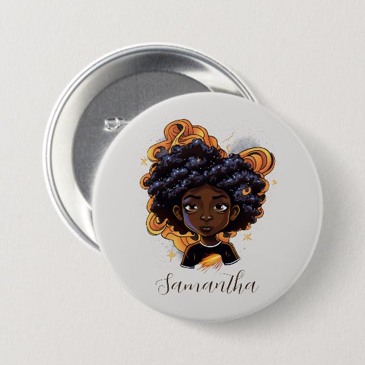 Afro-Amerikaanse vrouw - Bruine wervelingen Ronde Button 7,6 Cm (Voorkant /achterkant)