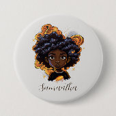 Afro-Amerikaanse vrouw - Bruine wervelingen Ronde Button 7,6 Cm (Voorkant)