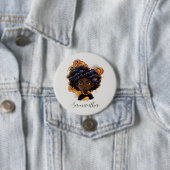 Afro-Amerikaanse vrouw - Bruine wervelingen Ronde Button 7,6 Cm (In situ)