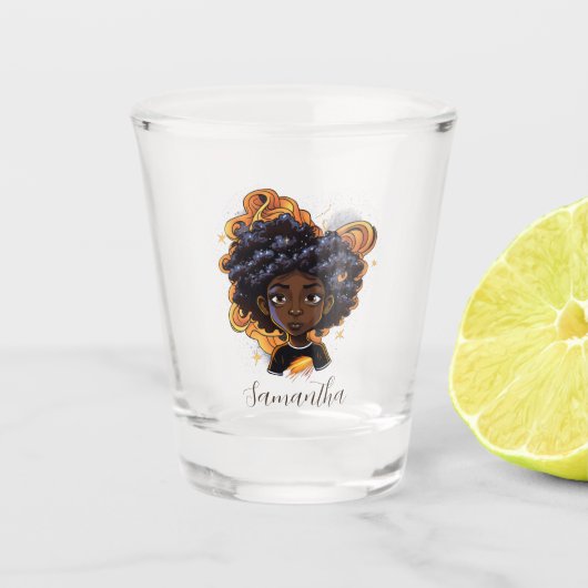 Afro-Amerikaanse vrouw - Bruine wervelingen Shot Glas (Voorkant)