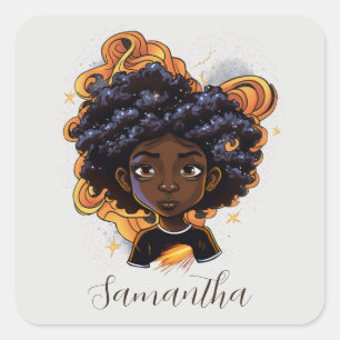 Afro-Amerikaanse vrouw - Bruine wervelingen Vierkante Sticker