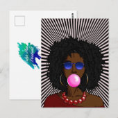 Afro-Amerikaanse vrouw Bubble gum Pop art Briefkaart (Voorkant / Achterkant)