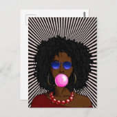 Afro-Amerikaanse vrouw Bubble gum Pop kunst Briefkaart (Voorkant / Achterkant)