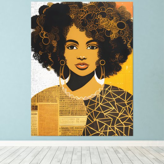 Afro-Amerikaanse vrouw collage Canvas Afdruk (Insitu (Houten vloer))