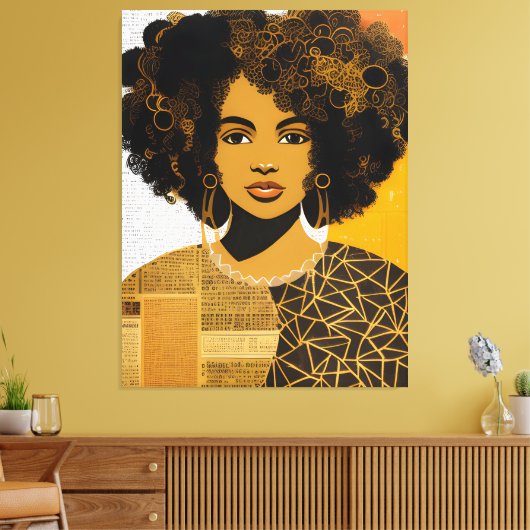 Afro-Amerikaanse vrouw collage Canvas Afdruk (Insitu (Woonkamer))