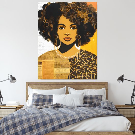 Afro-Amerikaanse vrouw collage Canvas Afdruk (Insitu (Slaapkamer))
