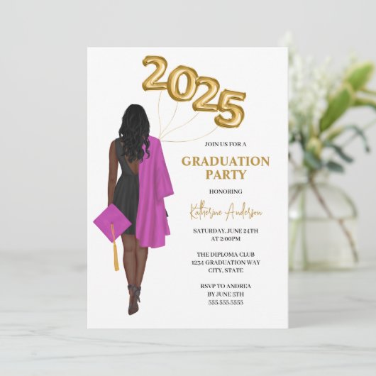 Afro-Amerikaanse vrouw foto Afstuderen Kaart (Staand voorkant)