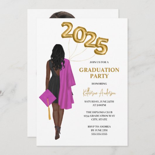 Afro-Amerikaanse vrouw foto Afstuderen Kaart (Voorkant / Achterkant)