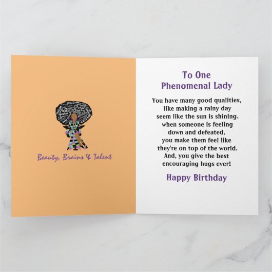 Afro-Amerikaanse Vrouw Gelukkige Verjaardag Kaart (Binnen)