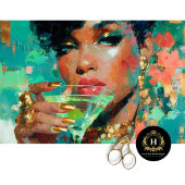 Afro-Amerikaanse vrouw Green Martini Decoupage Tissuepapier