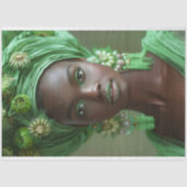 Afro-Amerikaanse Vrouw Groene Glamour Decoupage Tissuepapier (Voorkant)
