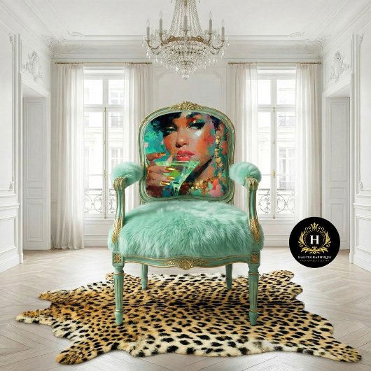 Afro-Amerikaanse vrouw groene martini decoupage Tissuepapier