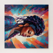 Afro-Amerikaanse vrouw haar haar in een kroon Legpuzzel (Horizontaal)