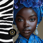 Afro-Amerikaanse vrouw in blauwe bloemen decoupage Tissuepapier