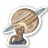 Afro-Amerikaanse vrouw Jupiter Sticker (Voorkant)