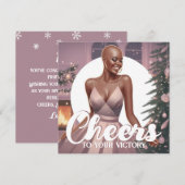 Afro-Amerikaanse vrouw kankeroverlevende juicht Feestdagenkaart (Voorkant / Achterkant)