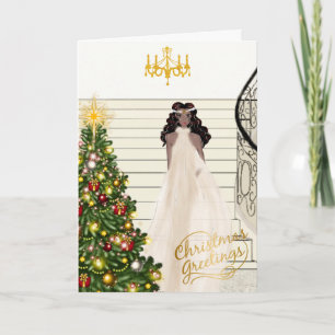 Afro-Amerikaanse vrouw kerstkaart Kaart
