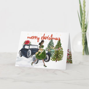 Afro-Amerikaanse vrouw kerstkaart Kaart