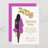 Afro-Amerikaanse Vrouw Klasse 2024 Afstuderen Bedankkaart (Voorkant / Achterkant)
