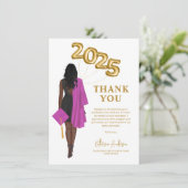 Afro-Amerikaanse Vrouw Klasse 2024 Afstuderen Bedankkaart (Staand voorkant)
