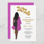 Afro-Amerikaanse Vrouw Klasse 2024 Afstuderen Kaart (Voorkant / Achterkant)