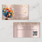 Afro Amerikaanse vrouw Kleurrijke haarschaar Visitekaartje (Voorkant / Achterkant)