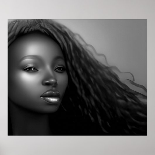 Afro-Amerikaanse vrouw maanlicht Monochroom Poster (Voorkant)