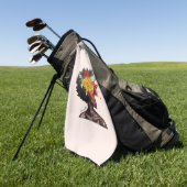 Afro-Amerikaanse Vrouw met Bloemen Afro Haar (2) Golfhanddoek (Groen)