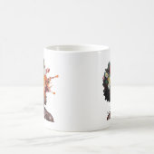 Afro-Amerikaanse Vrouw met Bloemen Afro Haar (2) Koffiemok (Center)