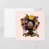 Afro-Amerikaanse Vrouw met Bloemen Afro Haar (3) (Voorkant / Achterkant)