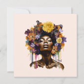 Afro-Amerikaanse Vrouw met Bloemen Afro Haar (3) (Voorkant)