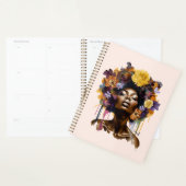 Afro-Amerikaanse Vrouw met Bloemen Afro Haar (3) Planner (Display)