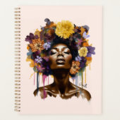Afro-Amerikaanse Vrouw met Bloemen Afro Haar (3) Planner (Voorkant)