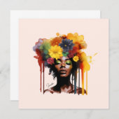 Afro-Amerikaanse Vrouw met Bloemen Afro Hair (Voorkant / Achterkant)
