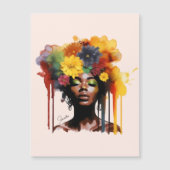 Afro-Amerikaanse Vrouw met Bloemen Afro Hair (Voorkant)