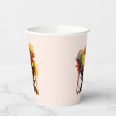 Afro-Amerikaanse Vrouw met Bloemen Afro Hair Papieren Bekers (Links)