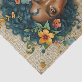 Afro-Amerikaanse vrouw met bloemen - Decoupage Tissuepapier (Detail)